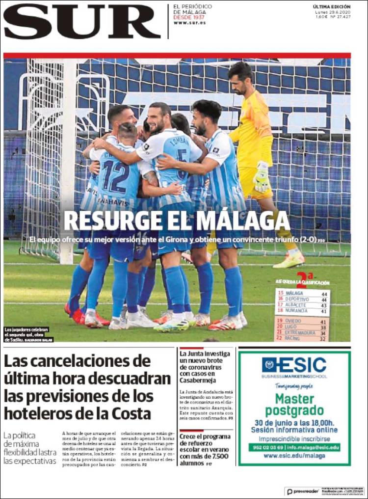 Portada de Diario el Sur (España)