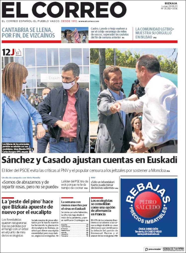 Portada de El Correo (España)