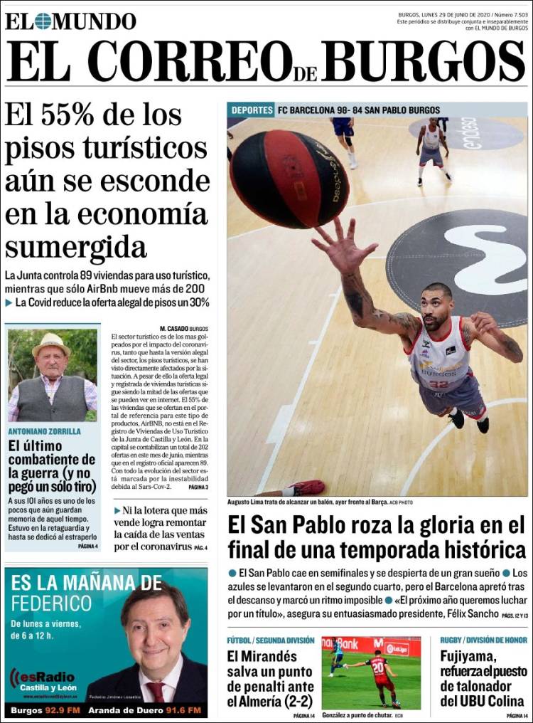 Portada de El Correo de Burgos (España)