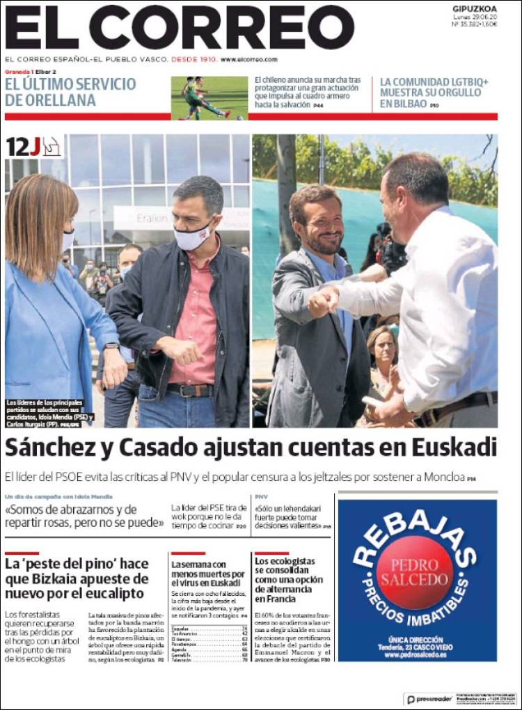 Portada de El Correo - Guipuzcoa (España)