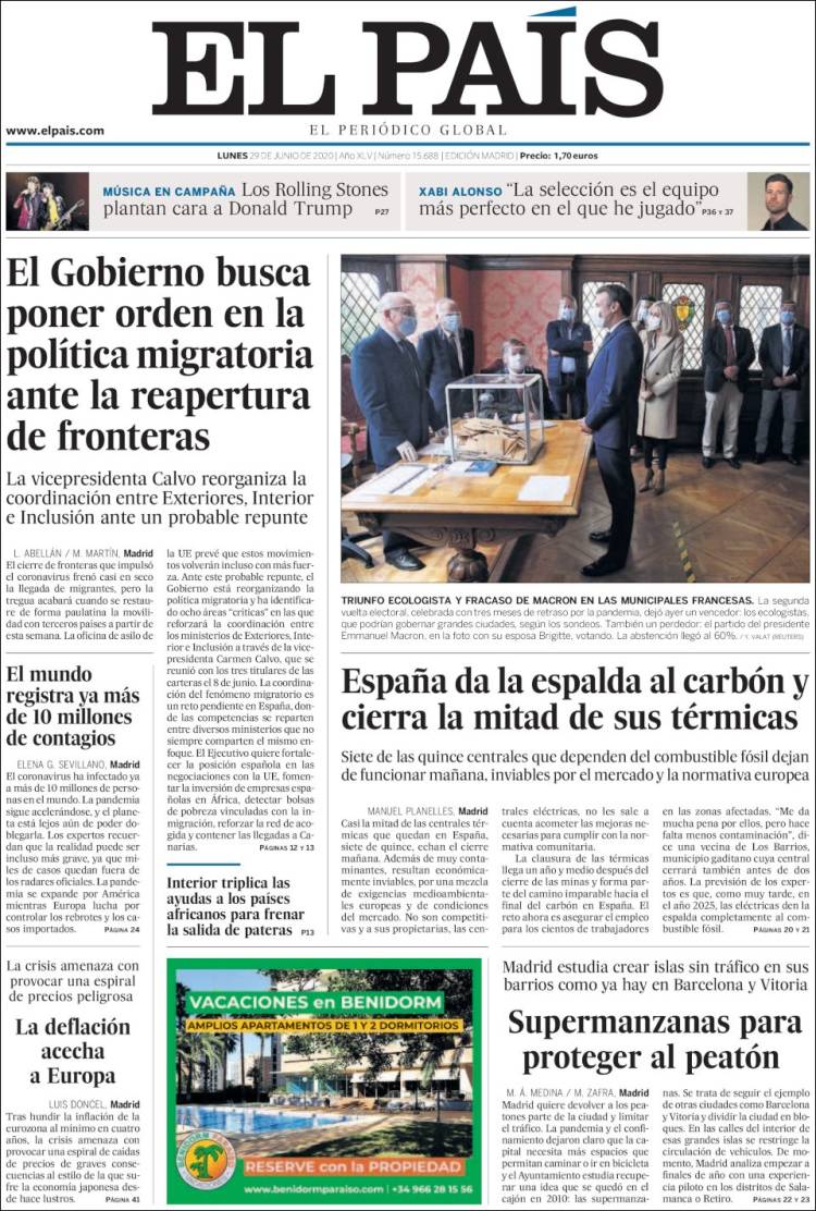 Portada de El País (España)