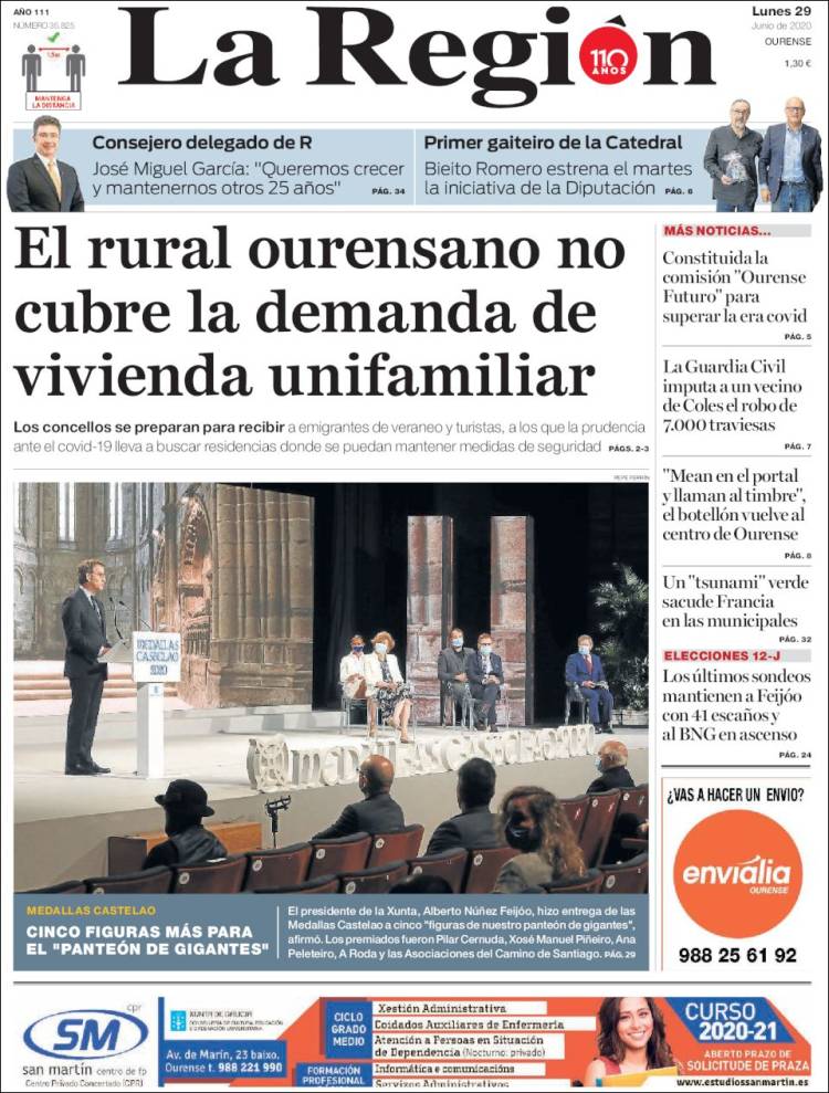 Portada de La Región de Ourense (España)