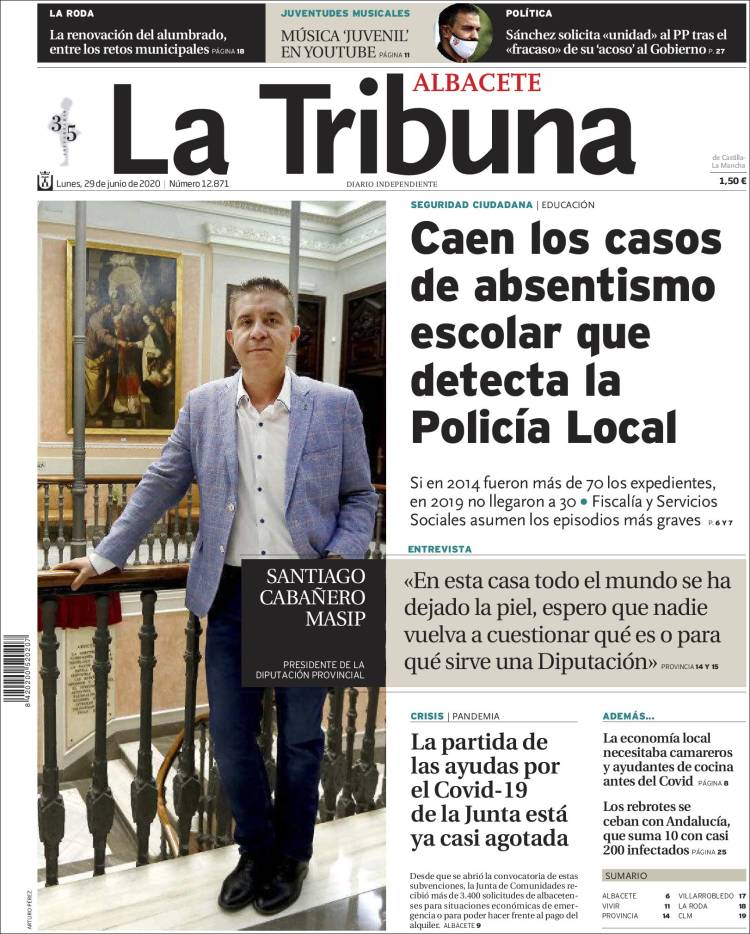 Portada de La Tribuna de Albacete (España)