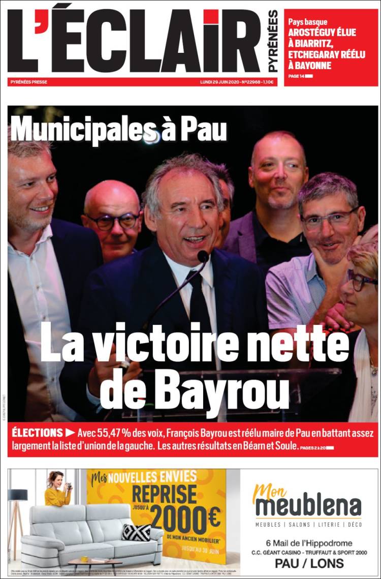 Portada de L'Eclair des Pyrénées (France)