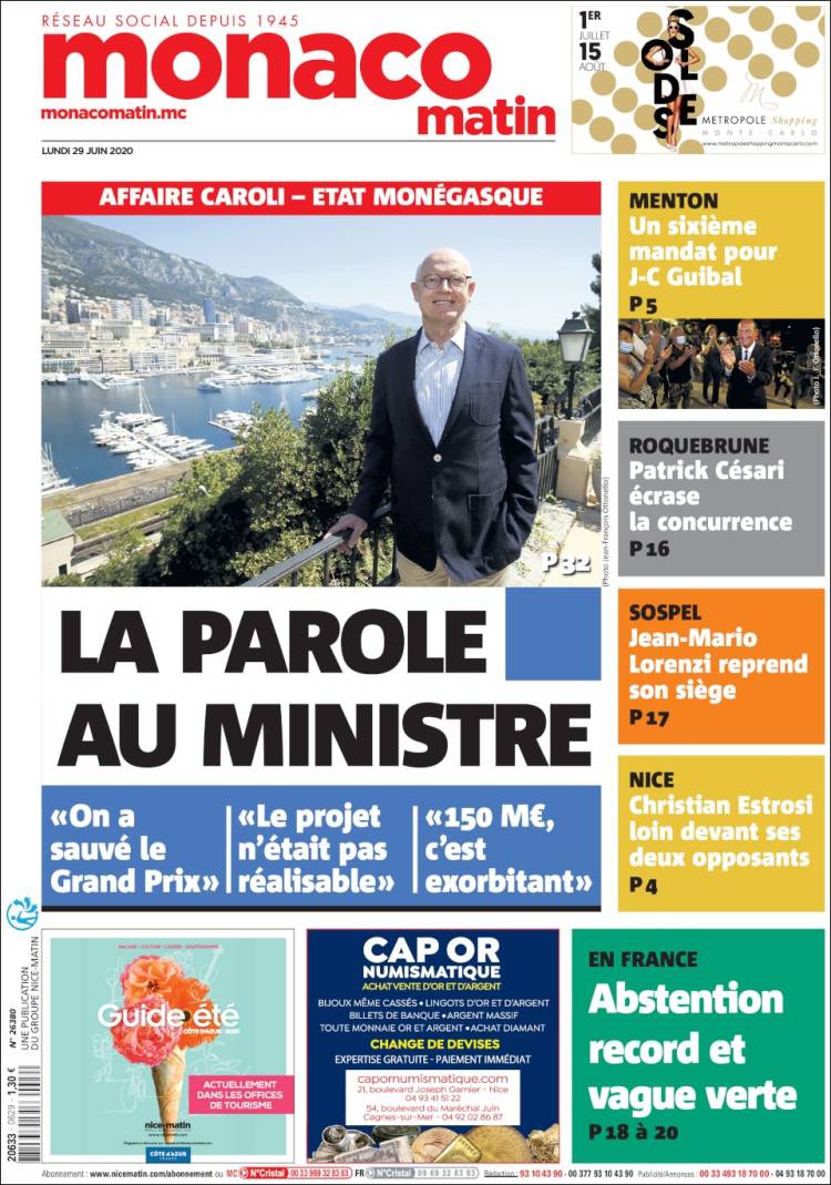 Portada de Nice-Matin (Francia)