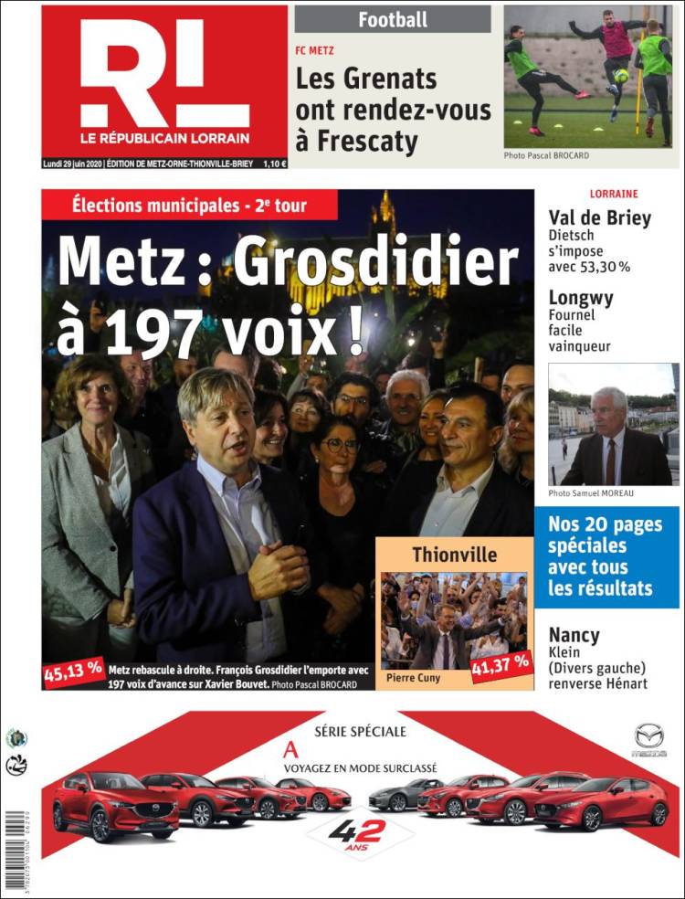 Portada de Le Republicain Lorrain (France)