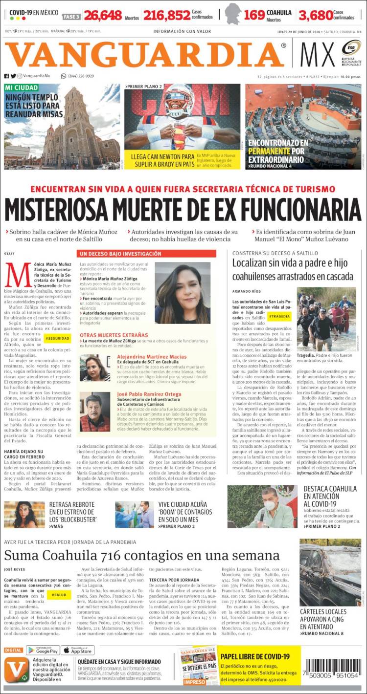 Portada de Vanguardia (Mexique)