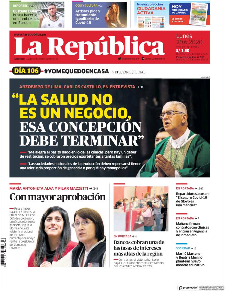 Portada de La Republica (Perú)