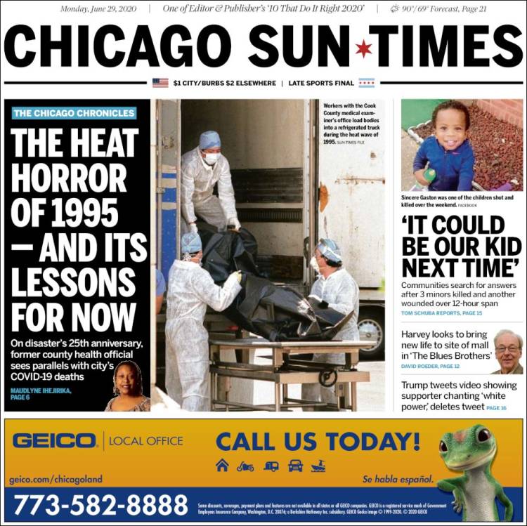 Portada de Chicago Sun-Times (USA)