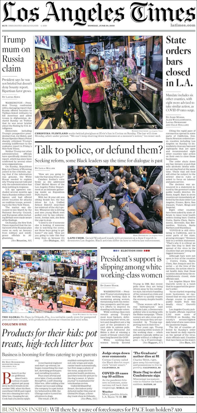 Portada de Los Angeles Times (USA)