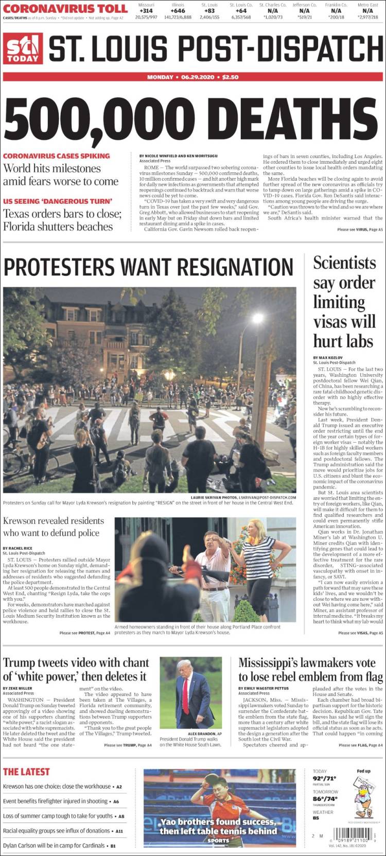 Portada de St. Louis Post-Dispatch (USA)