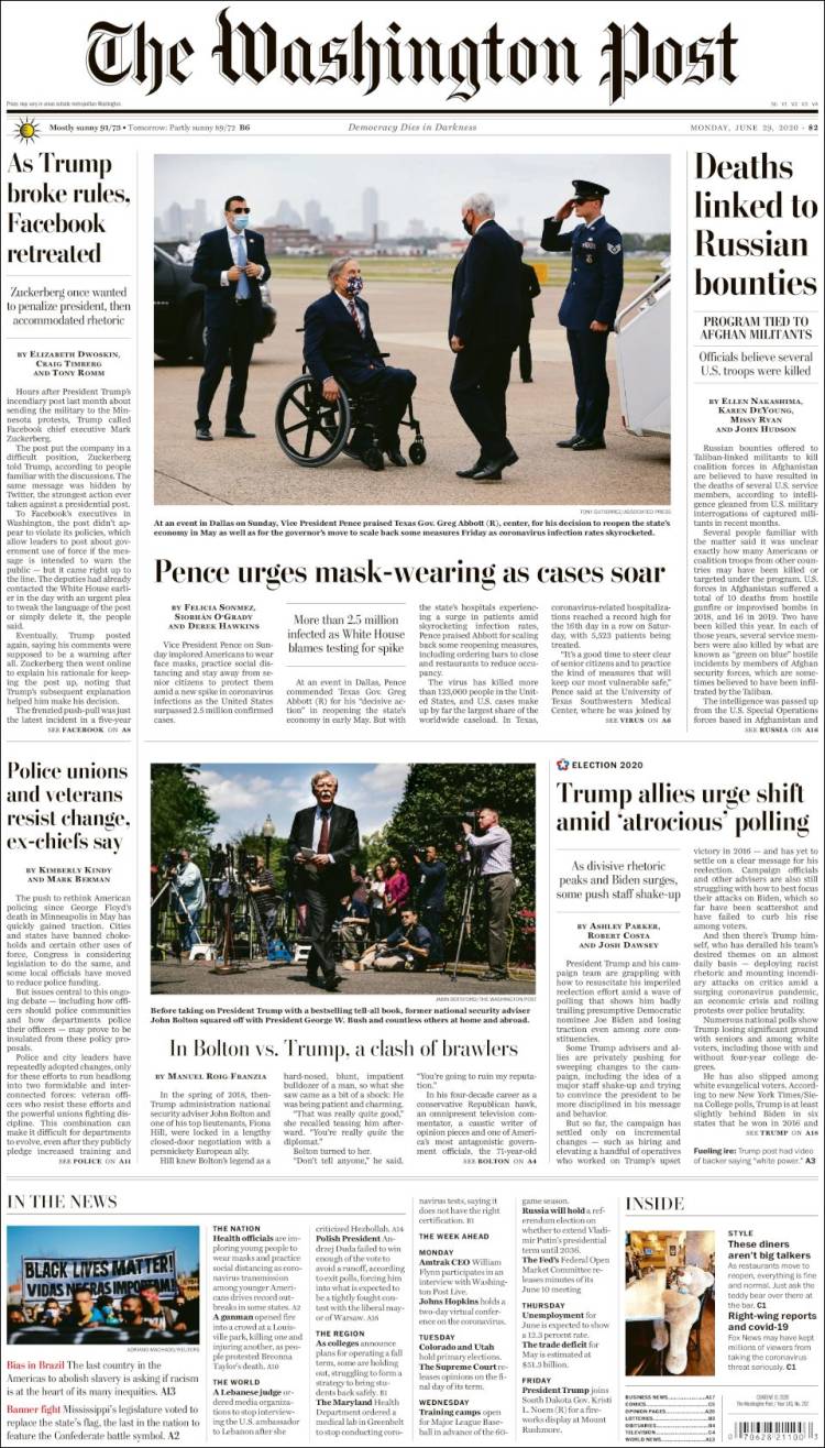 Portada de The Washington Post (USA)