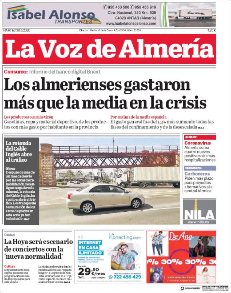 Portada de La Voz de Almería (España)