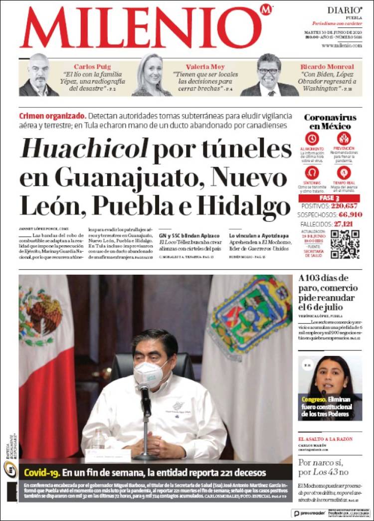 Portada de Milenio de Puebla (México)