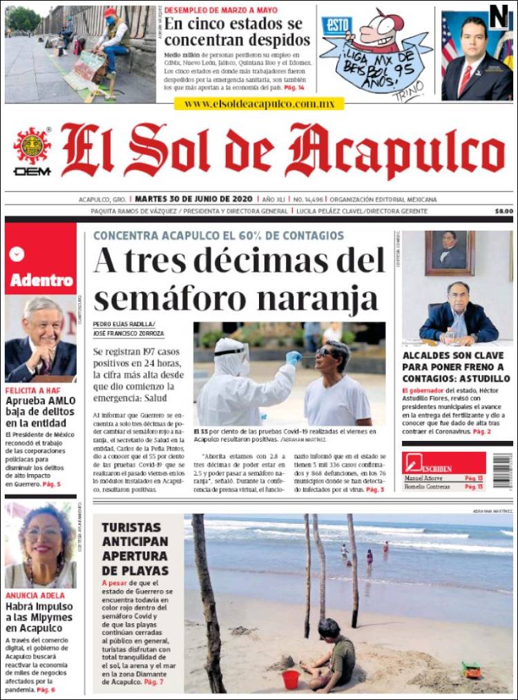 Portada de El Sol de Acapulco (Mexico)