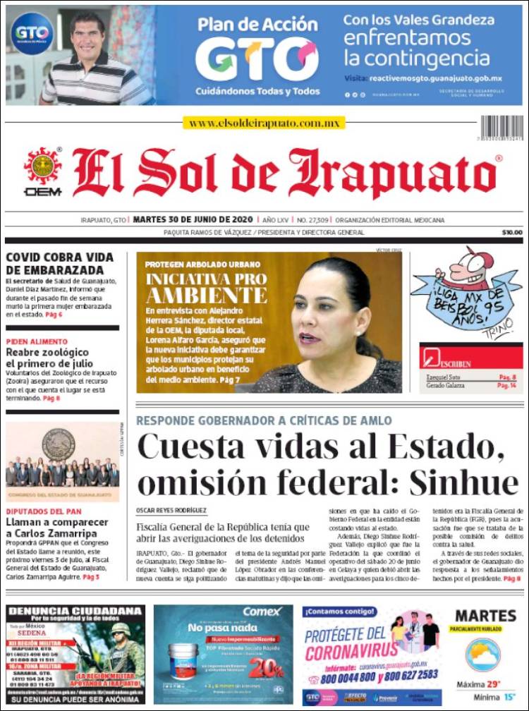 Portada de El Sol de Irapuato (Mexico)
