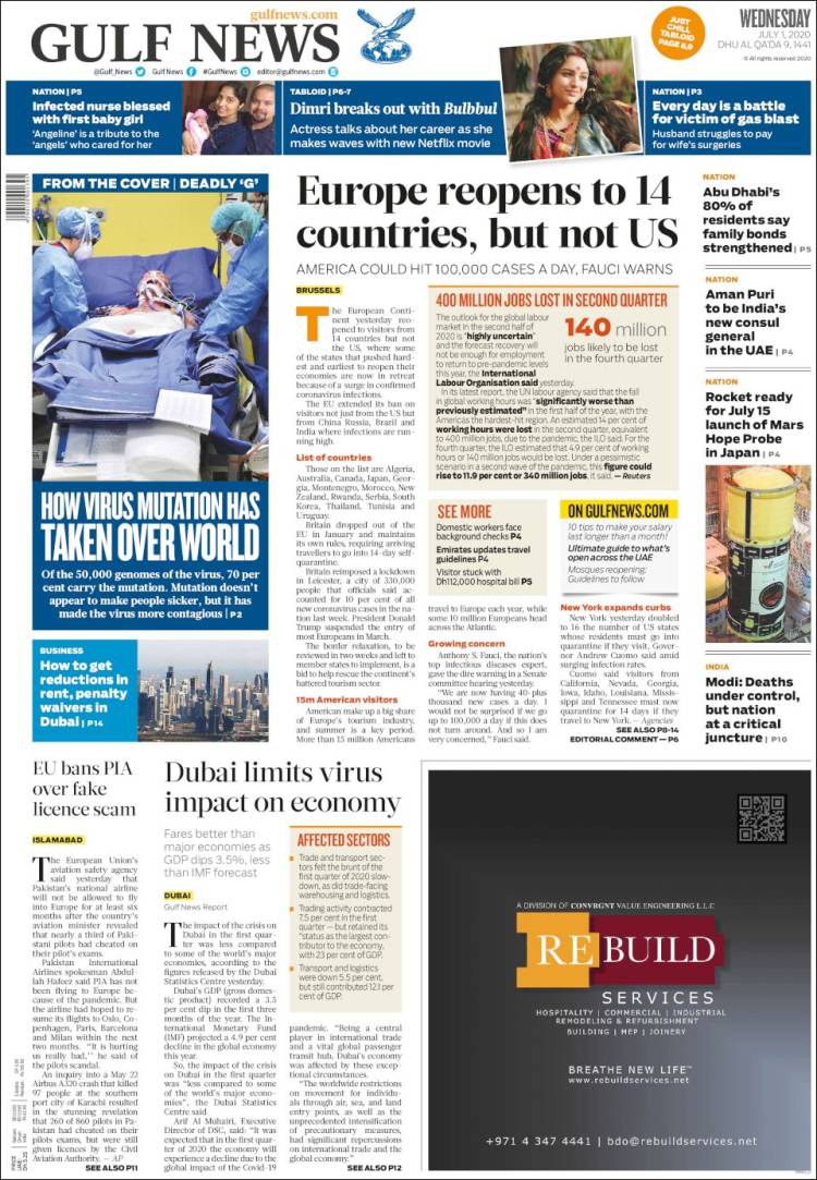 Portada de Gulf News (Asia-Pacific)