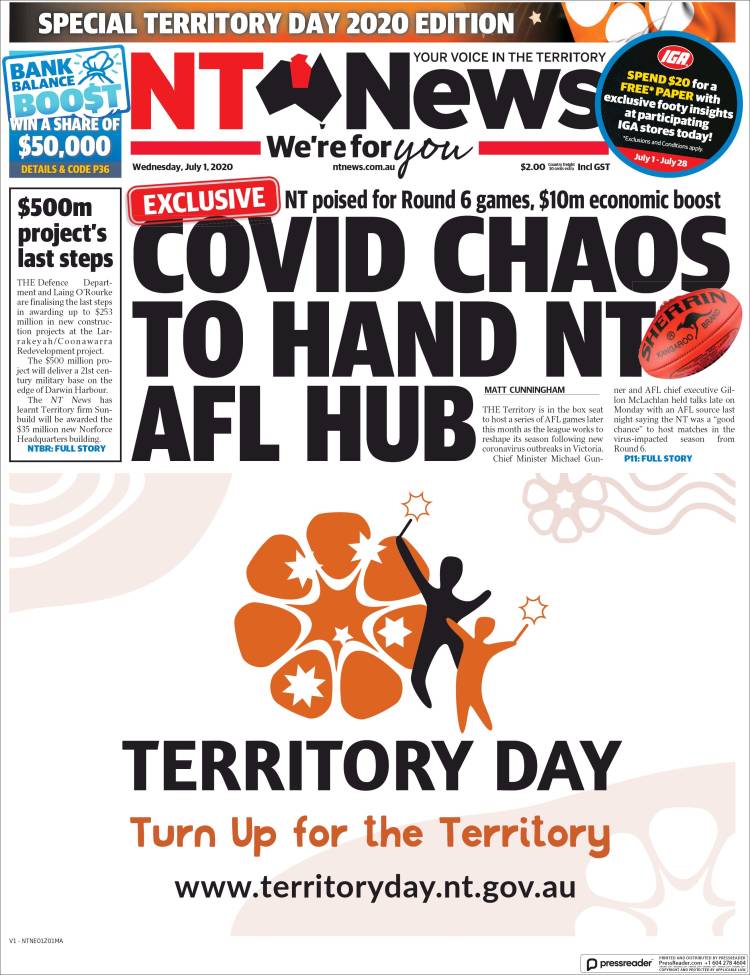 Portada de Northern Territory News (Australia)