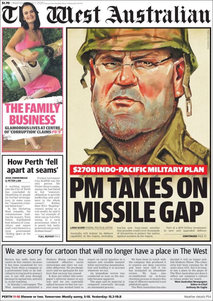 Portada de The West Australian (Australia)