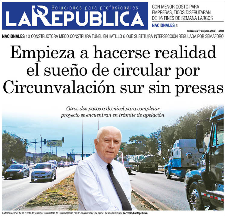 Portada de La República (Costa Rica)