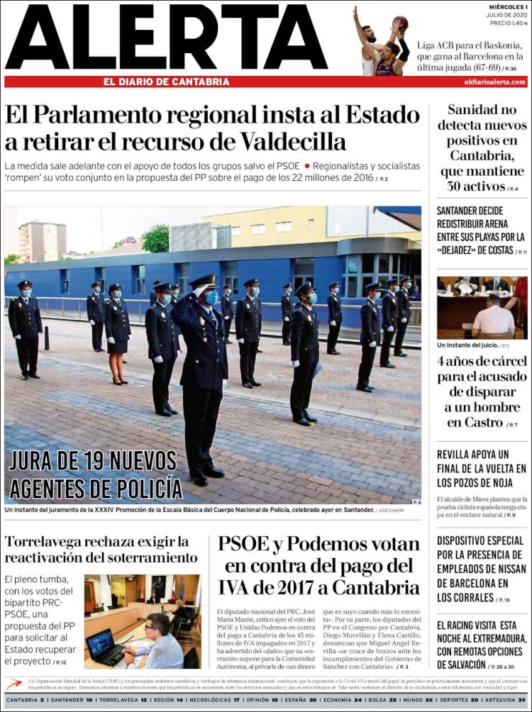 Portada de Alerta - El Diario de Cantabria (Spain)