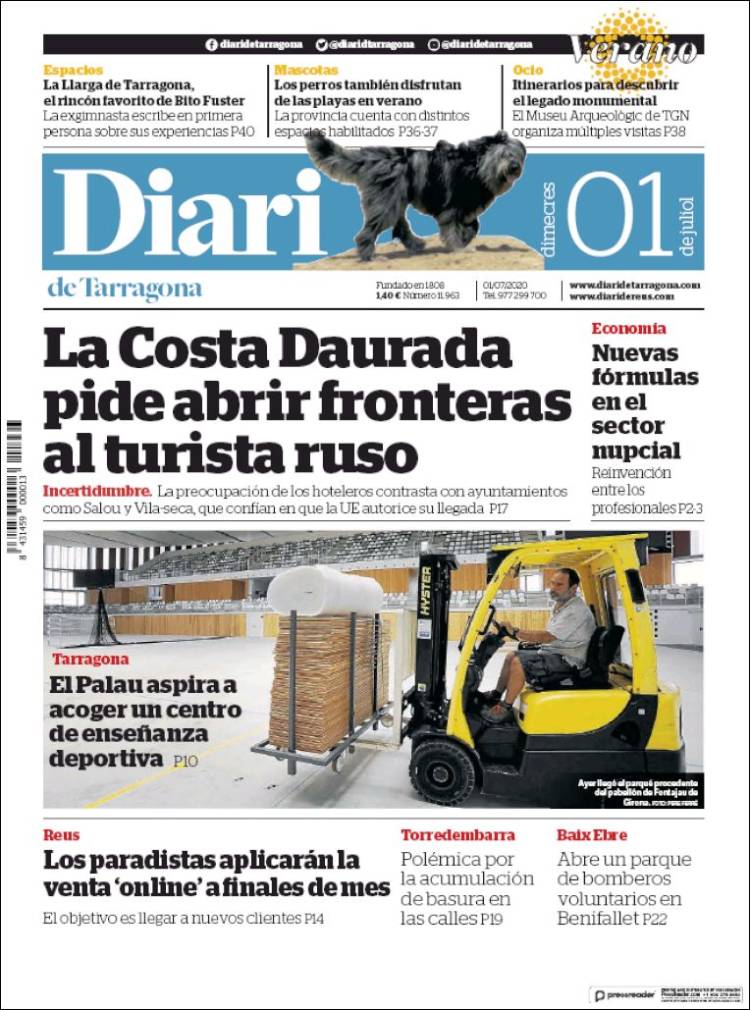 Portada de Diari de Tarragona (España)