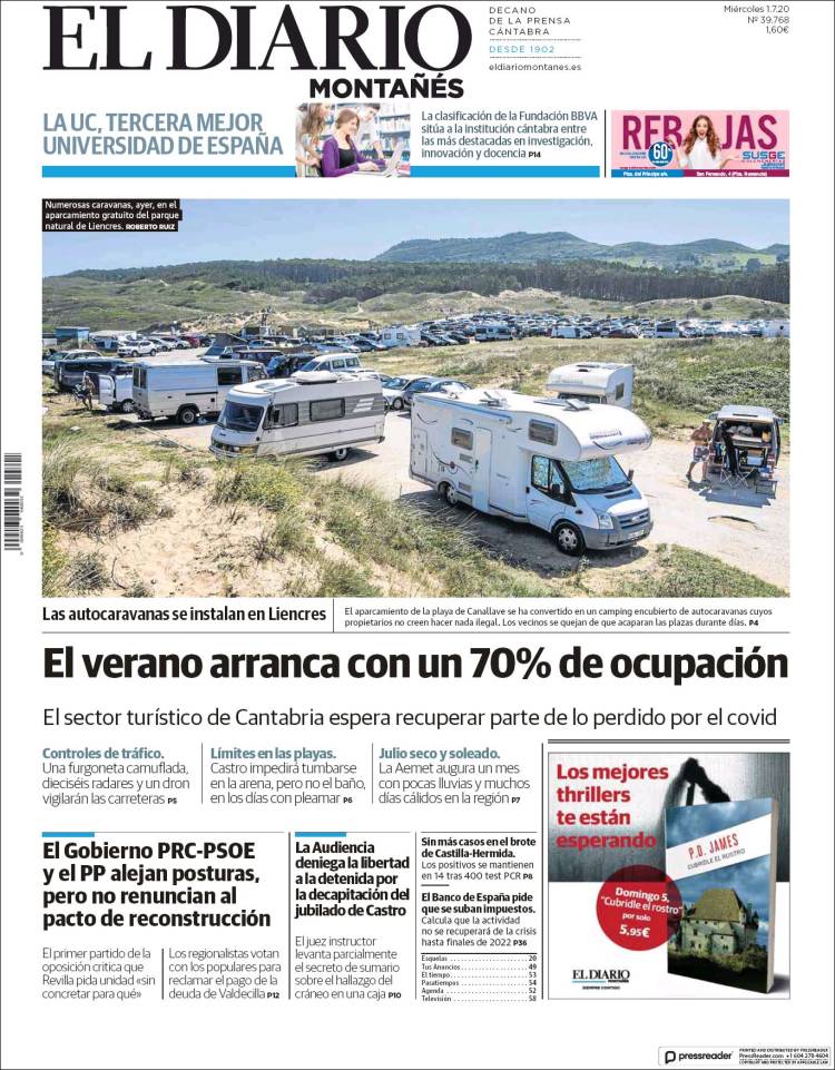 Portada de El Diario Montañés (España)