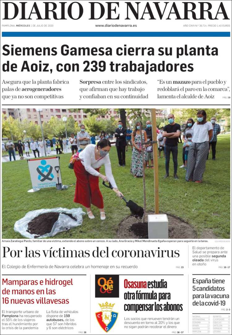 Portada de Diario de Navarra (Spain)