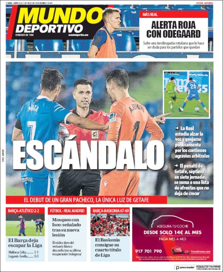 Portada de Mundo Deportivo Gipuzkoa (España)