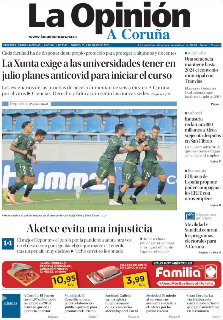 Portada de La Opinión de A Coruña (Spain)