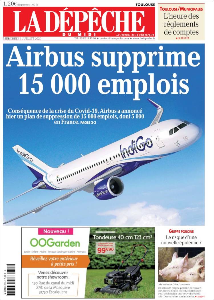 Portada de La Dépêche du Midi (Francia)