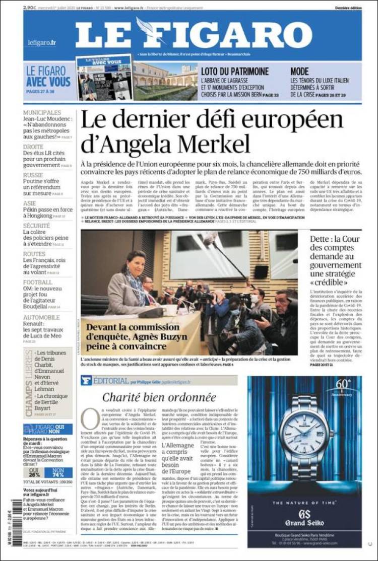 Portada de Le Figaro (Francia)