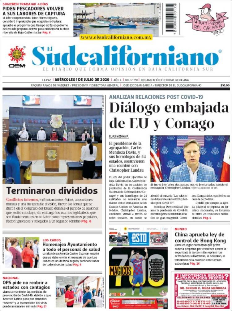 Portada de El Sudcaliforniano (México)