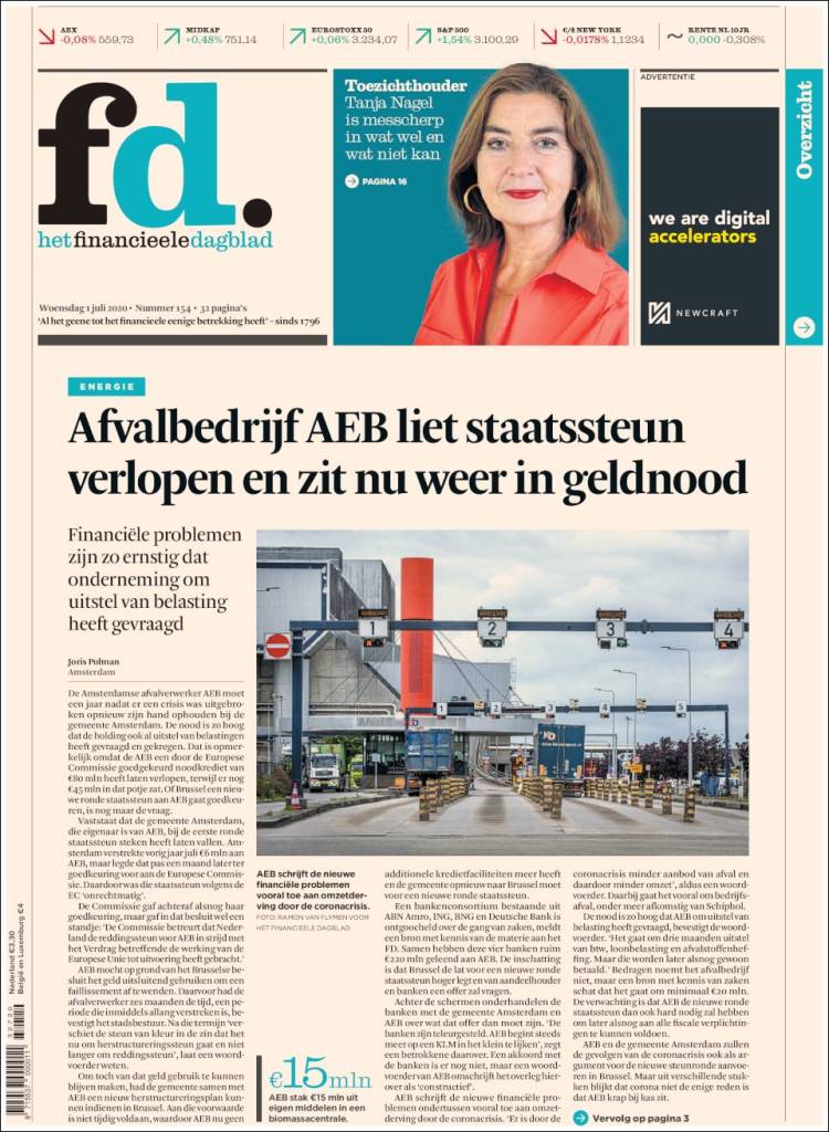 Portada de Het Financieele Dagblad (Pa&iacute;ses Bajos)