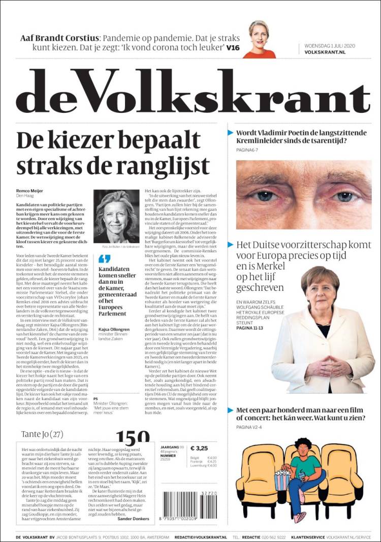 Portada de De Volkskrant (Pa&iacute;ses Bajos)