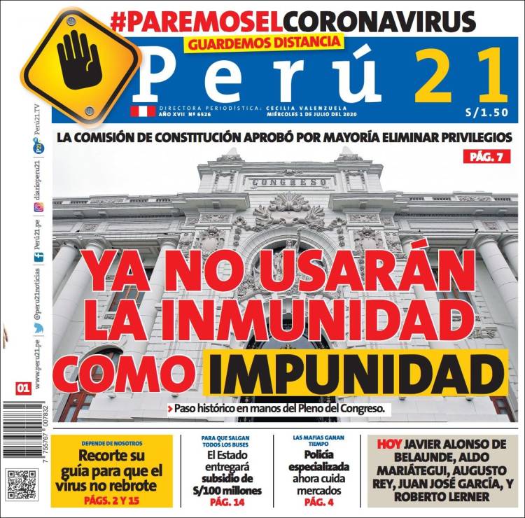 Portada de Perú 21 (Per&uacute;)
