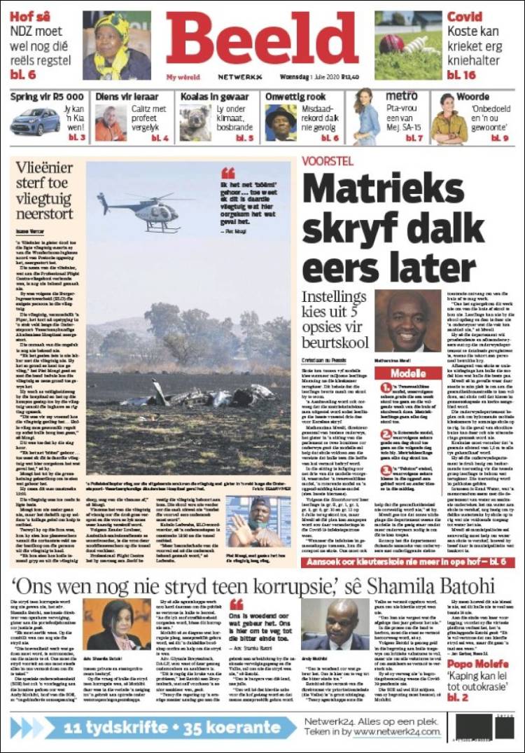 Portada de Beeld (Sud&aacute;frica)