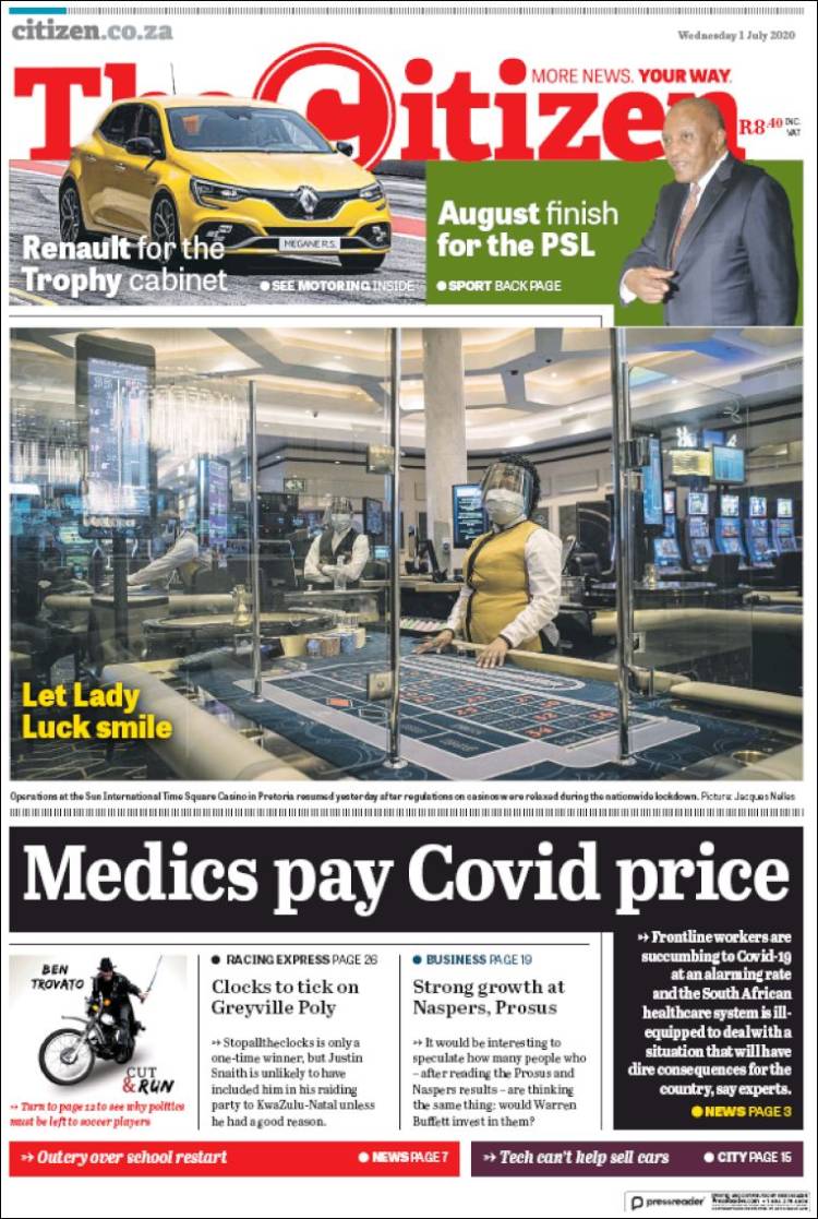 Portada de The Citizen (Sud&aacute;frica)