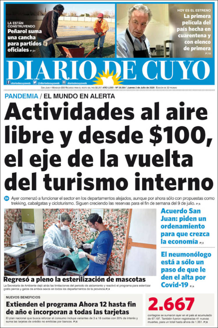 Portada de Diario de Cuyo (Argentina)