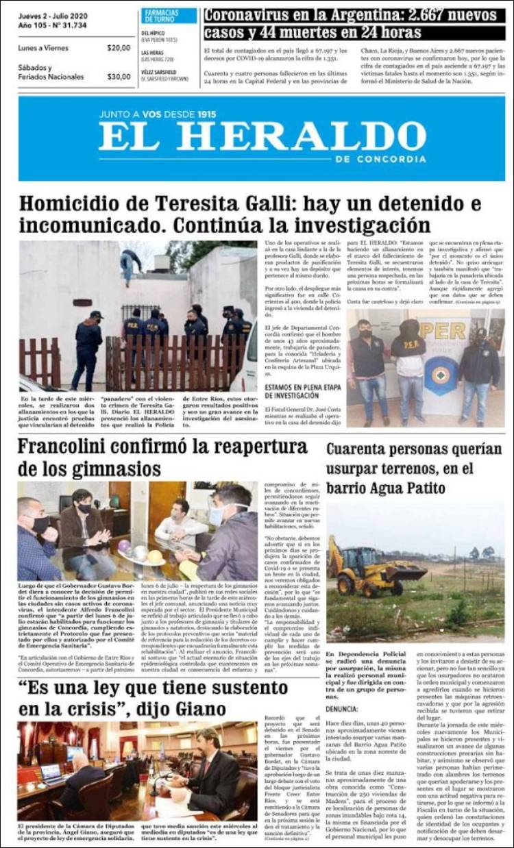 Portada de El Heraldo de Concordia (Argentina)