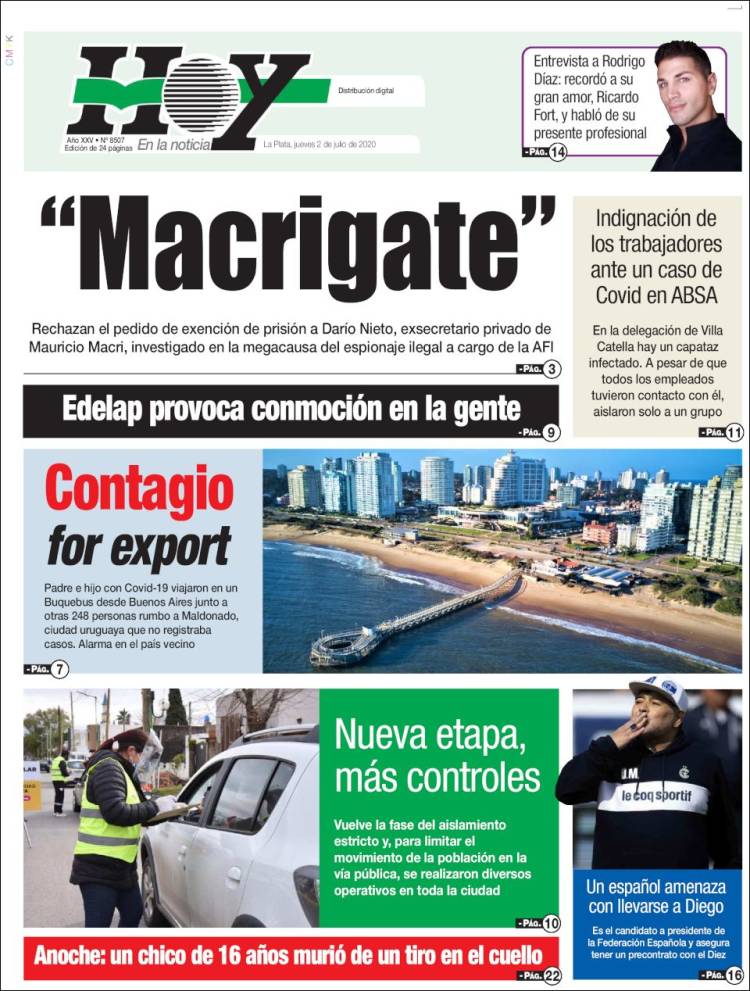 Portada de Diario Hoy (Argentina)