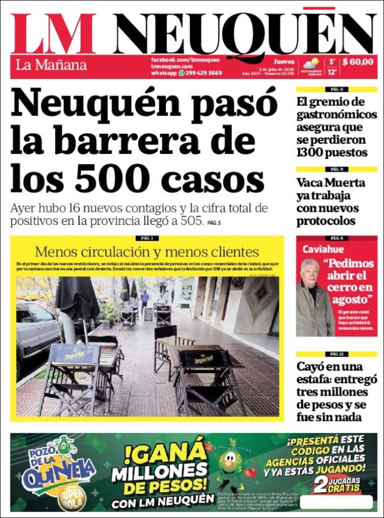 Portada de La Mañanade Neuquén (Argentina)