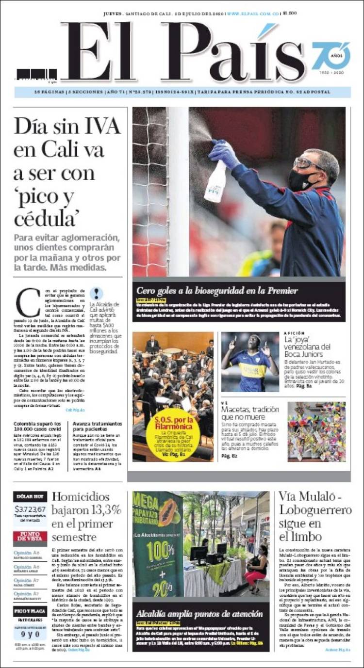 Portada de El País - Cali (Colombia)