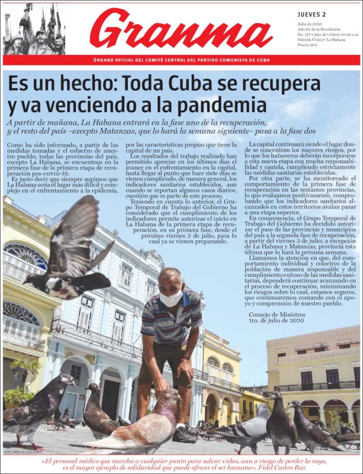 Portada de Granma (Cuba)