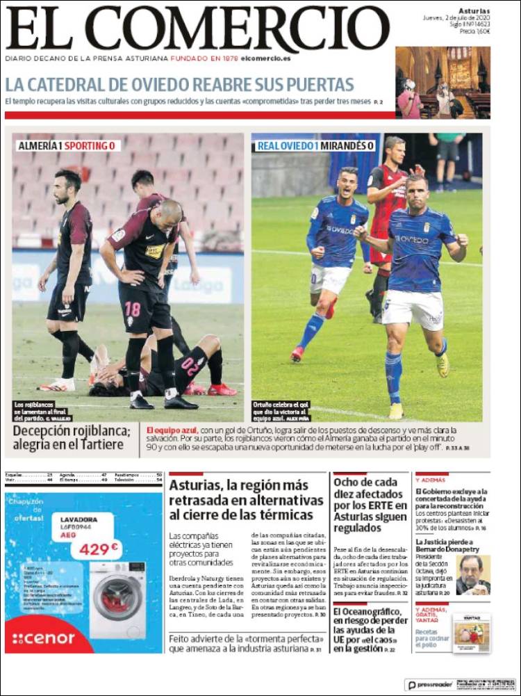 Portada de El Comercio (Espa&ntilde;a)