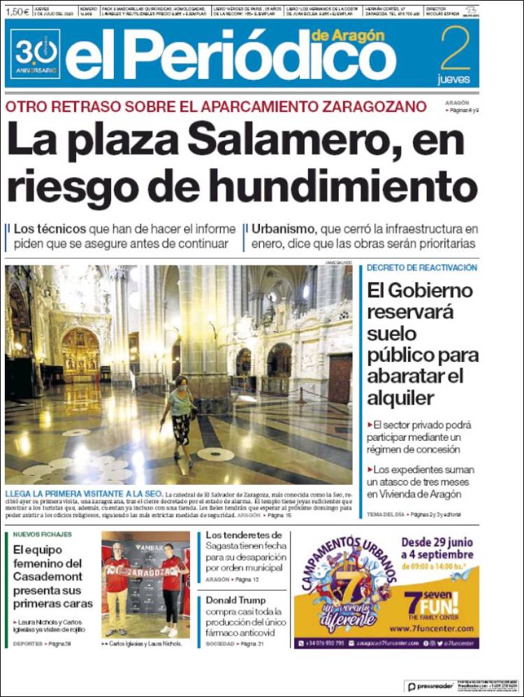 Portada de El Periódico de Aragón (Espa&ntilde;a)