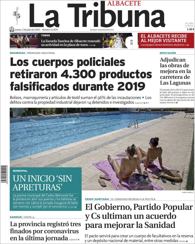 Portada de La Tribuna de Albacete (Espa&ntilde;a)
