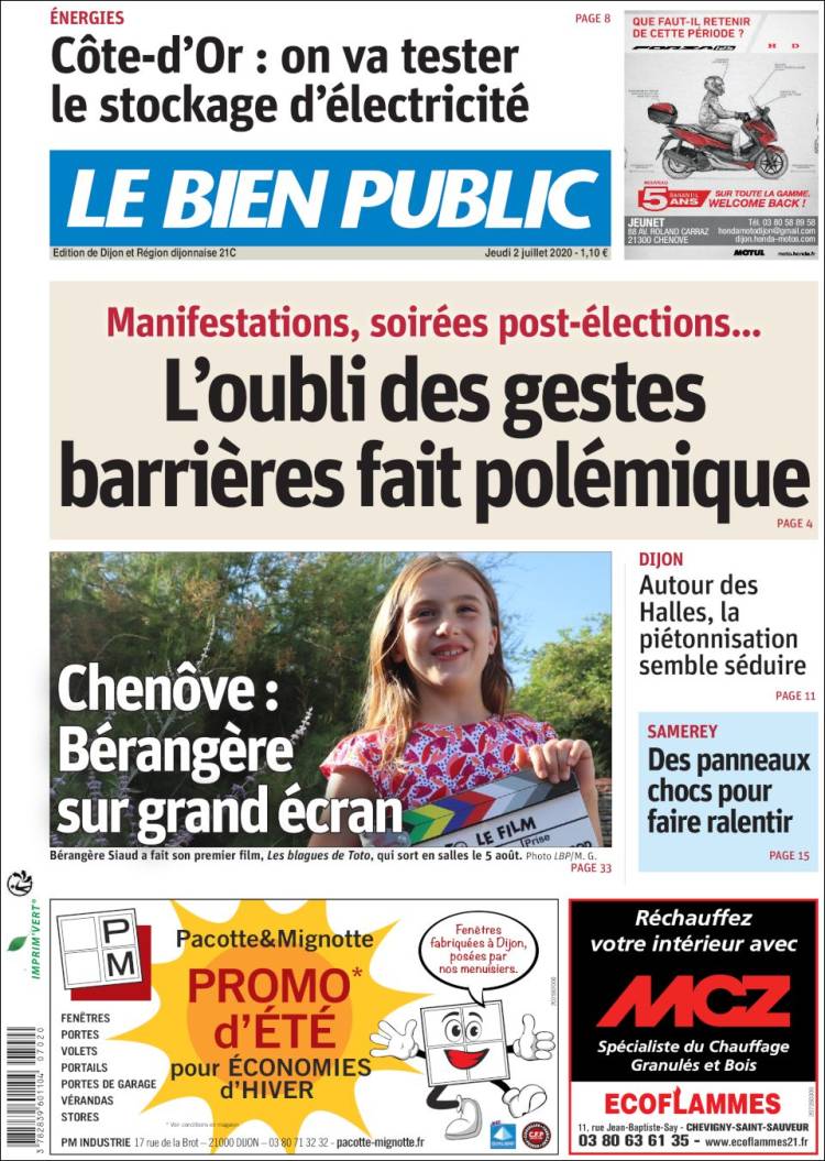 Portada de Le Bien Public (Francia)