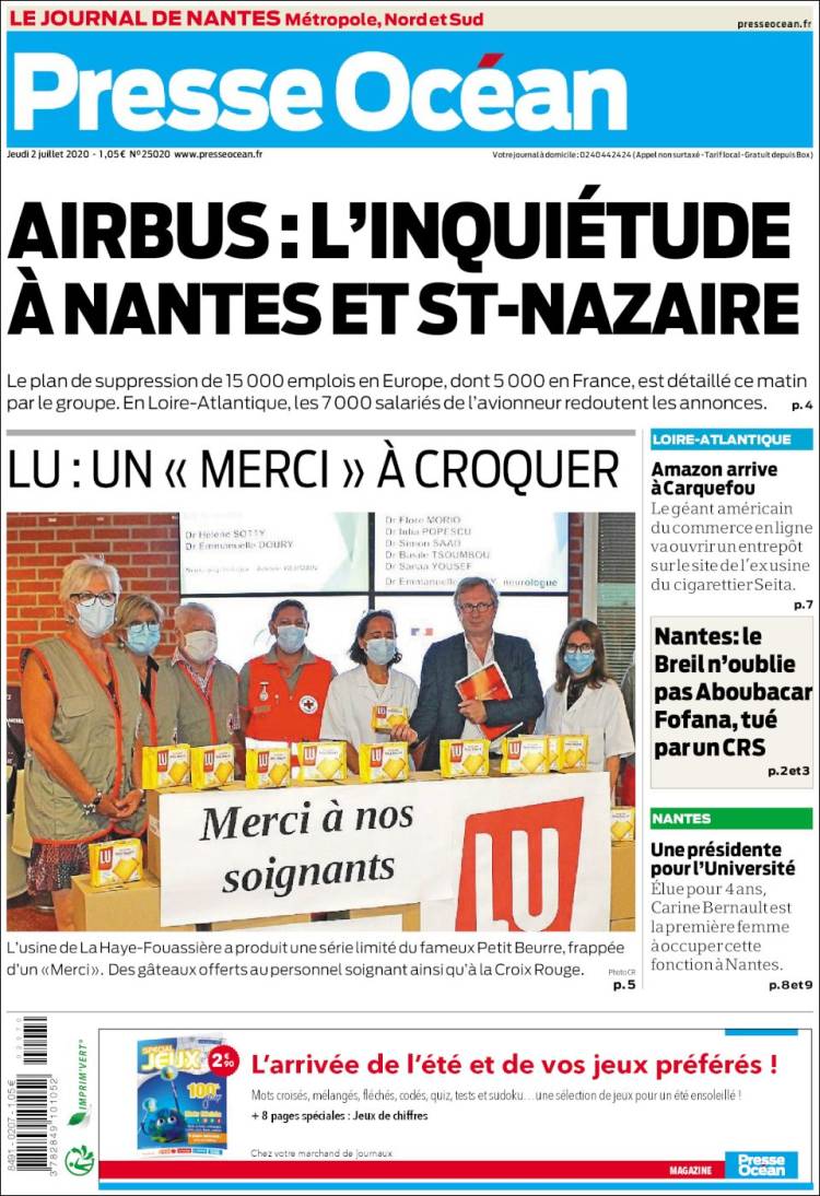 Portada de Presse Ocean (Francia)