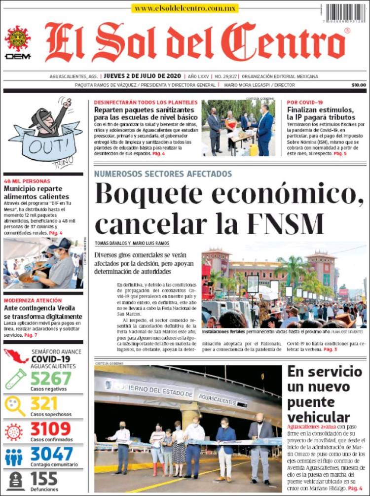 Portada de El Sol del Centro (Mexique)